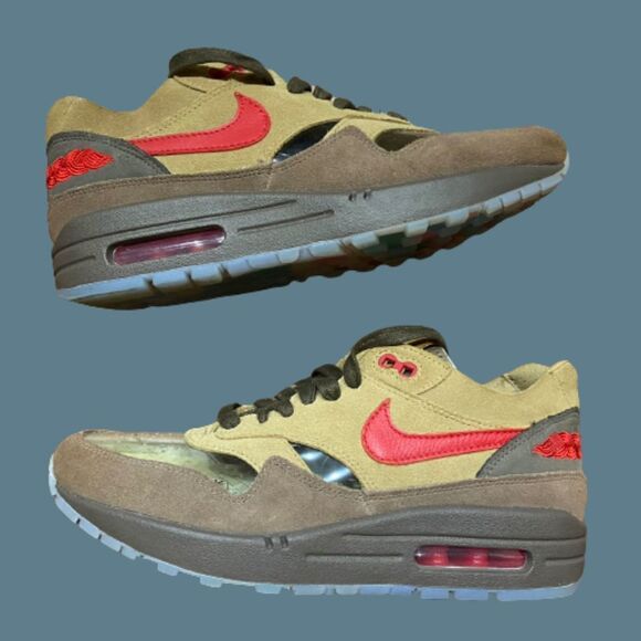 Nike Air Max 1 Clot Kiss Of Death CHA Rocky Tan Red DD1870-200 Men's Size 5.5 - Picture 1 of 7